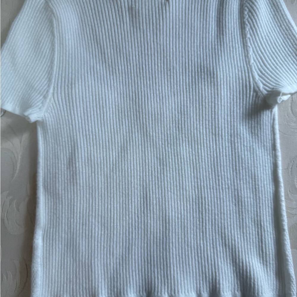 Rachel Ashwell Prairie White‎ Knit Top L Cottagecore Ribbed Bow Detail Soft Girl - Picture 6 of 7